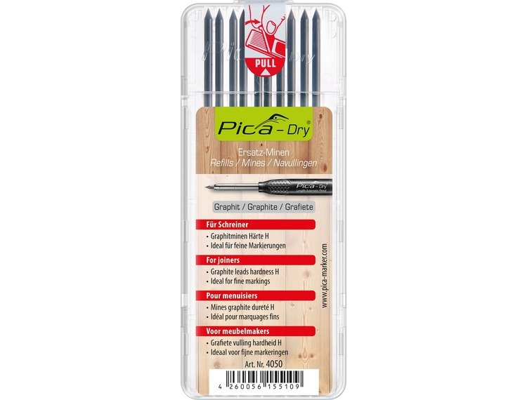 Pica Dry Refill, 10 stk graphite grå tømrer